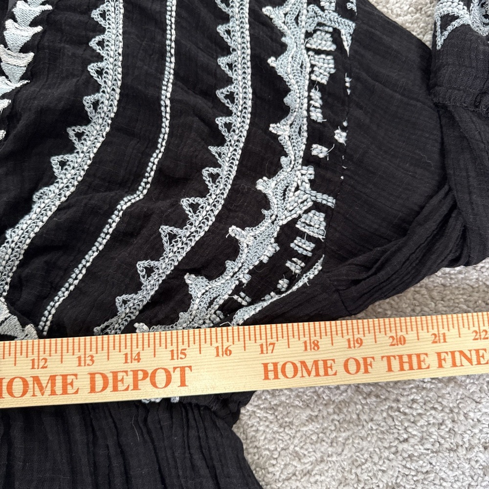 Free People Tunic Top Embroidered Bell Sleeves Size S Boho Festival Hippie Beach - Picture 6 of 8